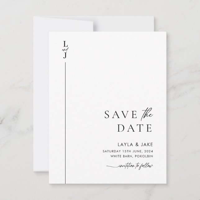 Minimal Black and White Photo Save The Date (Front)