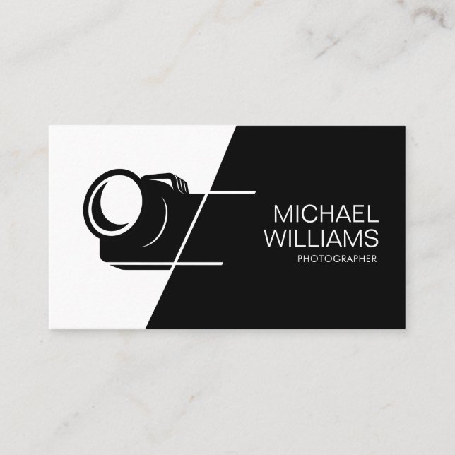 Minimal Black and White Photographer Business Card (Front)
