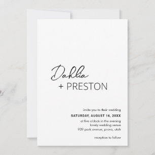 Minimal Black and White QR Code Modern Wedding Invitation