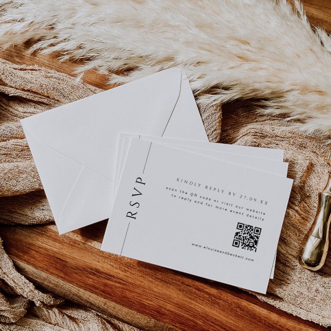Minimal Black and White Reply Card With QR Code (Creator Uploaded)