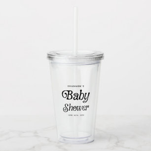 Minimal Black and White Retro Baby Shower Acrylic Tumbler