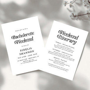 Minimal Black and White Retro Bachelorette Weekend Invitation