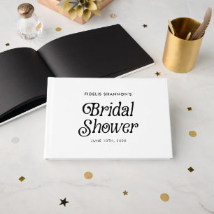 Minimal  Black and White Retro Bridal Shower Guest Book