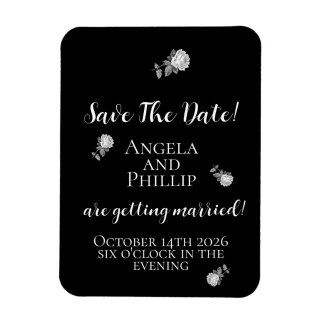 Minimal Black and White Save the Date Magnet (Vertical)
