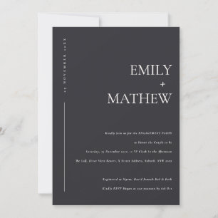 MINIMAL BLACK AND WHITE TYPOGRAPHY ENGAGEMENT INVITATION