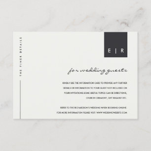 MINIMAL BLACK AND WHITE TYPOGRAPHY WEDDING DETAILS ENCLOSURE CARD