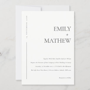 Minimal Black And White Typography Wedding Invite
