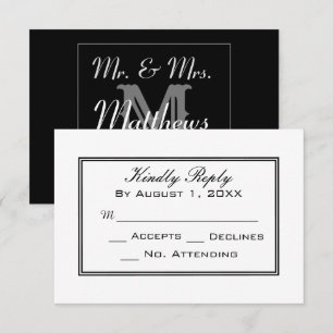 Minimal Black and White Wedding RSVP Card