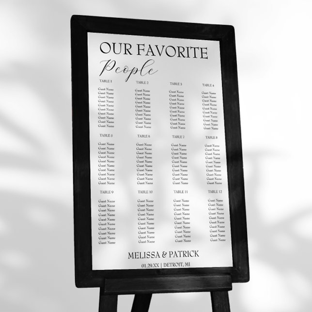 Minimal Black and White Wedding Seating Chart (Creator Uploaded)