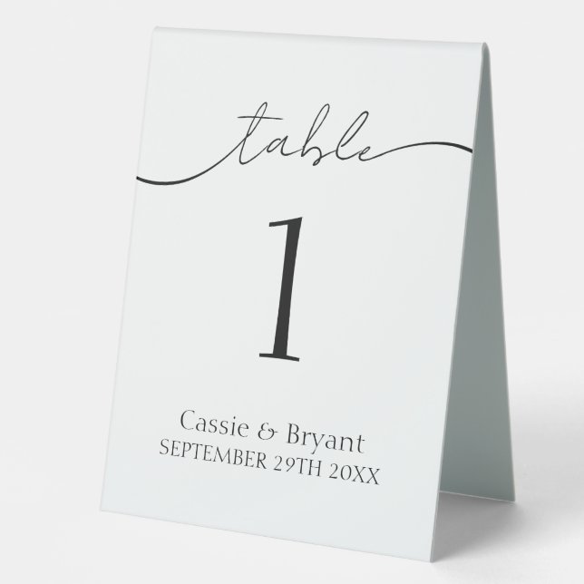 Minimal Black and White Wedding Table Number (Front)