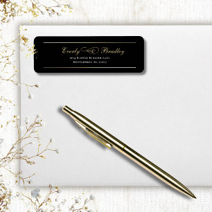 Minimal Black Background White Gold Chic Address