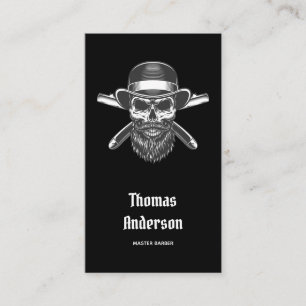 Minimal Black Beard Razors Logo Trendy Barbershop Business Card