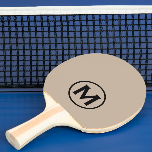 Minimal Black Beige Classic Monogram Ping Pong Paddle (Insitu)