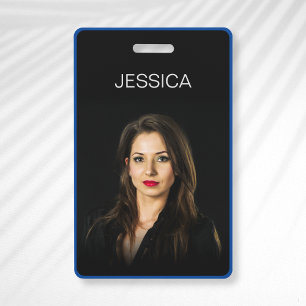 Minimal Black Blue Corporate Employee Photo ID ID Badge