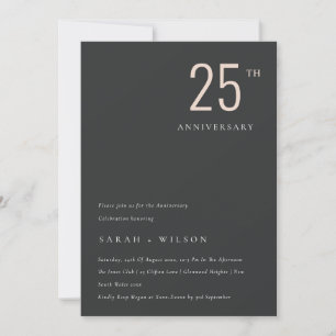 Minimal Black Blush Any Year Anniversary Invite