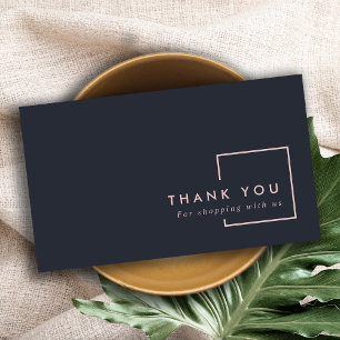MINIMAL BLACK BLUSH RECTANGLE THANK YOU LOGO BUSINESS CARD
