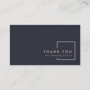 MINIMAL BLACK BLUSH RECTANGLE THANK YOU SHOPPING BUSINESS CARD