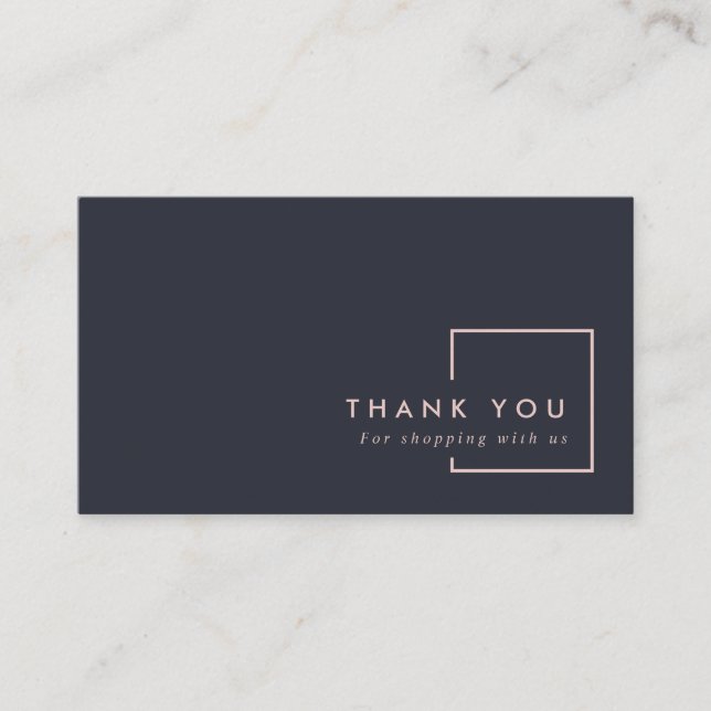 MINIMAL BLACK BLUSH RECTANGLE THANK YOU SHOPPING BUSINESS CARD (Front)