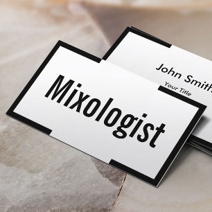 Minimal Black Border Mixologist Business Card