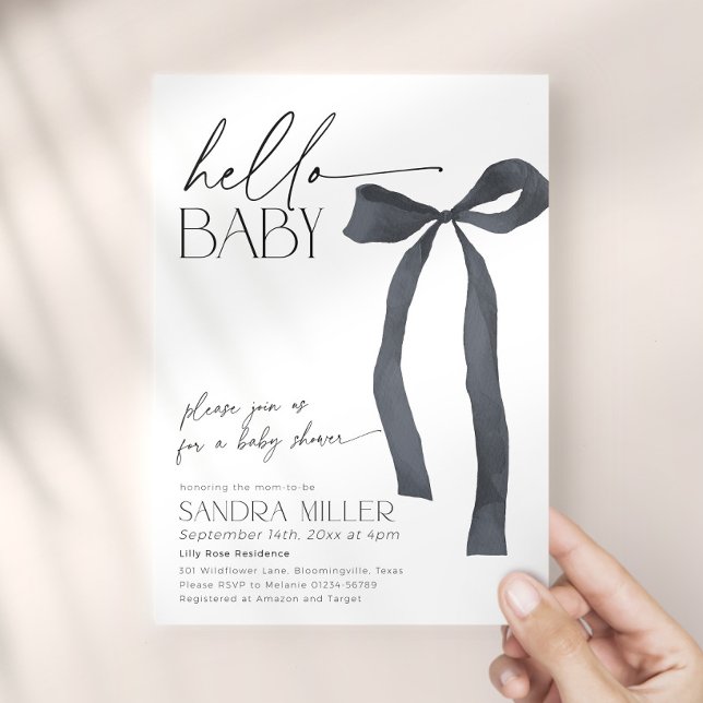Minimal Black Bow Coquette Baby Shower Invitation (Creator Uploaded)