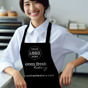 Minimal Black Business Logo Pastry Chef Bakery Apron