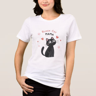 Minimal Black Cat T-Shirt for Cat Mamas Tri-Blend Shirt
