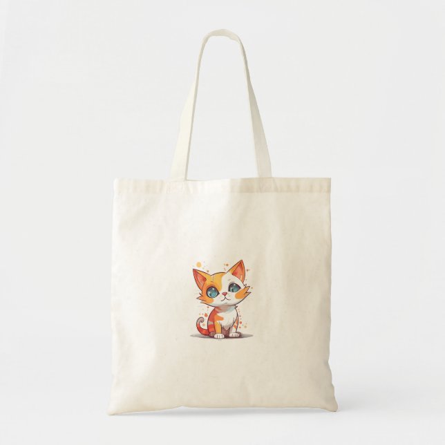 Minimal Black Cat Tote Bag – Cat Mum Gift (Front)