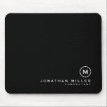 Minimal Black Classic Monogram Mouse Mat<br><div class="desc">Minimalist monogram design with classic block monogram medallion in a classic font with personalised name and title below on a simple black background. Personalise for your custom use.</div>