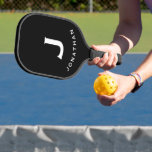 Minimal Black Classic Monogram Pickleball Paddle<br><div class="desc">Masculine modern design features black background with easy to use template for a single letter and name in stylish classic professional leterring. The design repeats on the reverse side. Perfect pickleball gift for him.</div>
