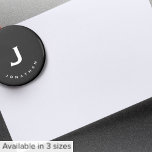 Minimal Black Classic Monogram Round Magnet<br><div class="desc">Personalised magnet features a black background with your initials and name in white typography for a simple classic professional look.</div>