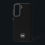Minimal Black Classic Monogram Samsung Galaxy Case<br><div class="desc">Modern classic block monogram design with black and white monogram medallion.</div>