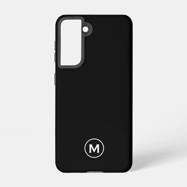 Minimal Black Classic Monogram Samsung Galaxy S21 Case (Back)