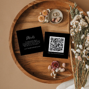 Minimal Black Coordinate QR Code Details Enclosure Card
