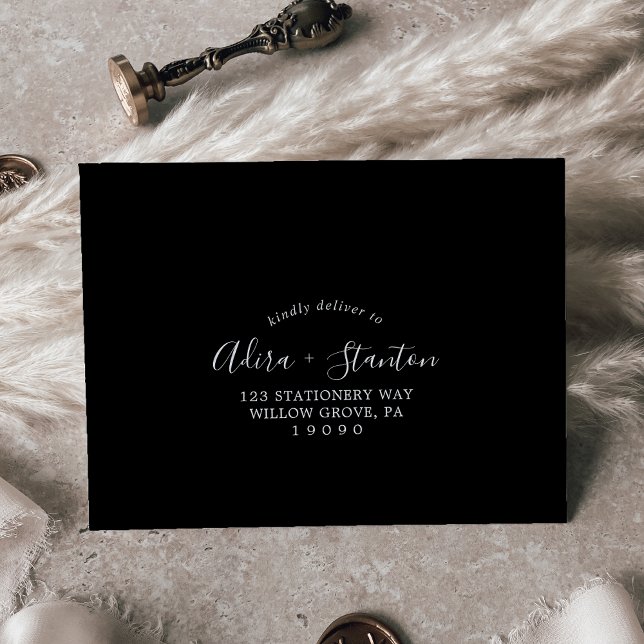 Minimal Black Coordinate Self-Addressed RSVP Envelope (Creator Uploaded)