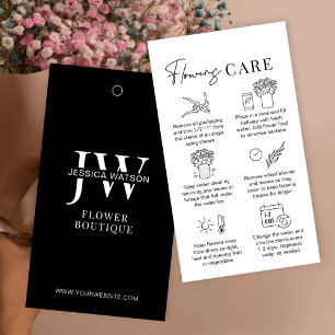 Minimal Black Cut Flowers Care Florist Hang Tags