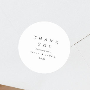 Minimal Black Elegant Wedding Thank You Classic Round Sticker