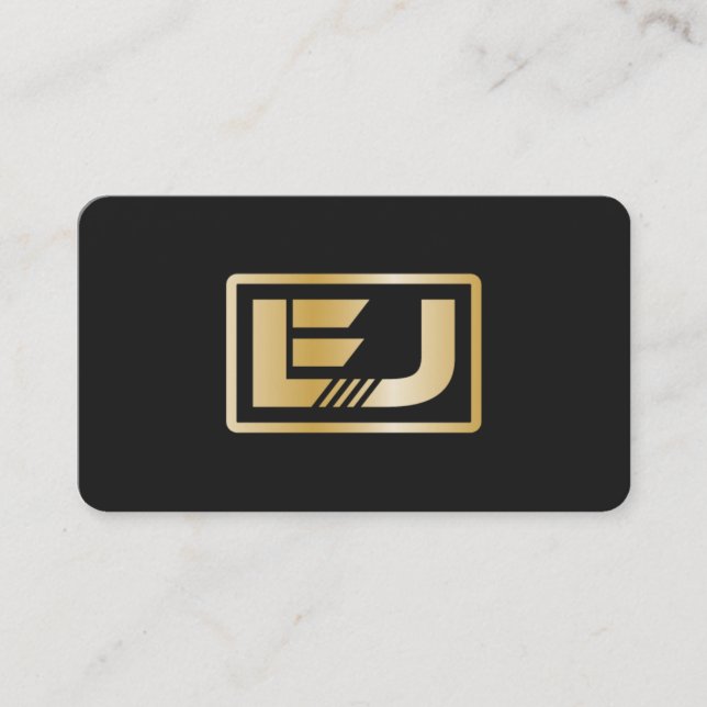 Minimal Black Faux Gold Logo Professional  Business Card (Front)
