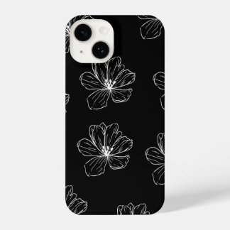 Minimal Black Floral Line Art iPhone 14 Case