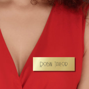 Minimal Black Gold Modern Simple Professional Name Tag