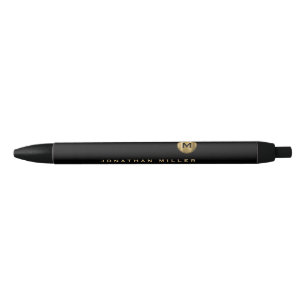 Minimal Black Gold Monogram Ink Pen