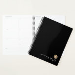 Minimal Black Gold Monogram Planner<br><div class="desc">Minimalist Black Gold Monogrammed Planner Name Date Custom Text Classic Block Typography. Simple,  modern minimalist design that you can personalise with your monogram,  name and date,  or text of your choice in classic typography lettering.</div>