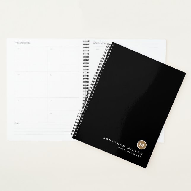 Minimal Black Gold Monogram Planner (Display)
