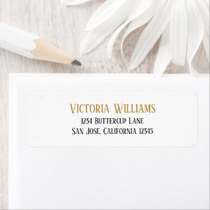 Minimal Black Gold Wedding Return Address