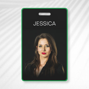Minimal Black Green Corporate Employee Photo ID Badge