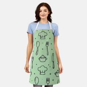 Minimal Black & green Kitchen Pattern Apron