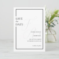 Minimal Black Initial Muslim Wedding Save The Date