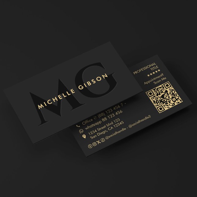 Minimal Black Initials Consulting Professional Business Card (Minimal Black Initials Consulting Professional Business Card
)