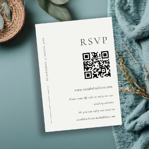 MINIMAL BLACK IVORY WHITE TYPOGRAPHY WEDDING RSVP ENCLOSURE CARD