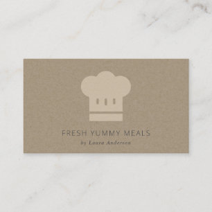 Minimal Black Kraft Modern Chef Hat Catering Business Card