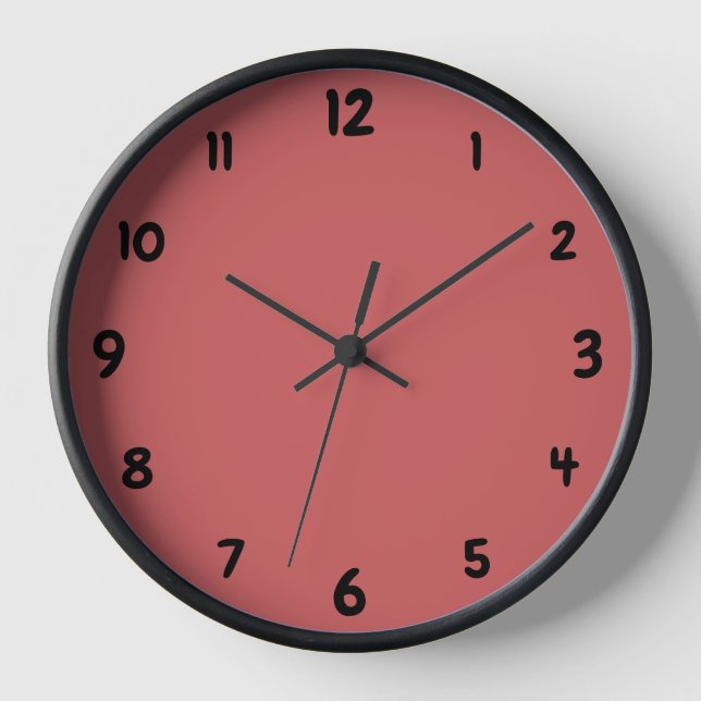 Minimal Black Large Numbers | Minimal Rusty Orange Clock (Front)